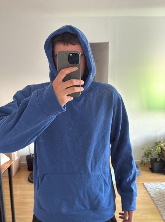 BUZO FRIZADO CANGURO AZUL